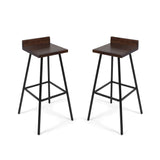 Christopher Knight Home Hazel Indoor Bar Stools, Modern, Contemporary, Dark Brown Acacia Wood with Iron Legs (Set of 2) Christopher Knight Home