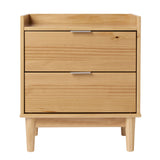 Walker Edison Blythe Mid-Century Modern Tray-Top 2-Drawer Nightstand, 20 Inch, Natural Pine Walker Edison