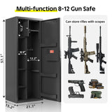 KAER Gun Safe, Large 8-12 Gun Cabinet for Home Defense with Electronic Keypad | Secure Rifle & Shotgun Safe with Adjustable Shelf, Rifle Rack for Pistols and Ammunition Storage KAER