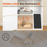 MAHANCRIS Litter Box Enclosure for 2 Cats, Hidden Litter Box Furniture with Scratch Pad, Double Litter Boxes Enclosure, Wooden Cat Washroom, Indoor Cat House End Table, White and Black CWBB3201 MAHANCRIS