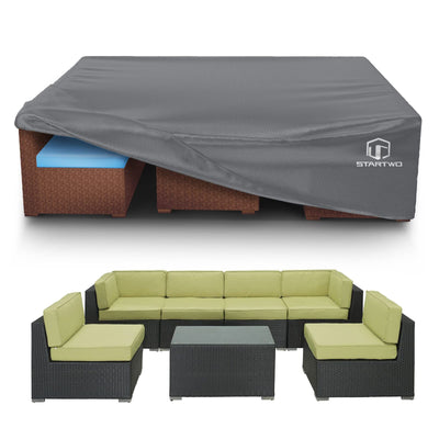 STARTWO Patio Furniture Covers Waterproof Outdoor Lawn Furniture Set Cover for 7-12 Piece Sectional Sofa, Conversation Set Garden Dining Tables Chairs,Grey