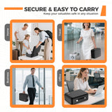 EDMUED Fireproof Document Box with Combination Lock, Fireproof Water Resistant Hard Case Safe Box for Important Documents Certificates Laptop Passports (Black) EDMUED