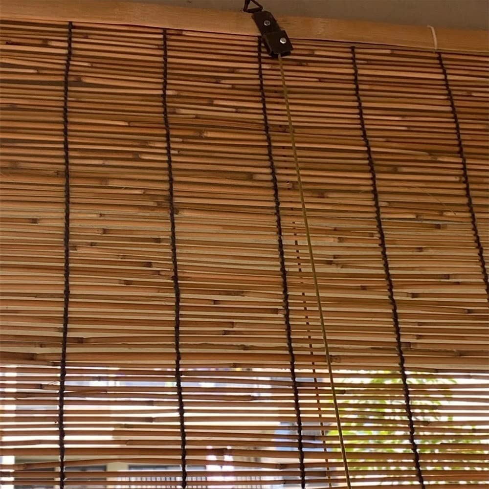 YYQ SHOP Brown Bamboo Window Shades Blinds Retro Bamboo Curtains Roller Shades with Lifting Bamboo Roll Up Window, 24x36 32x72 40x64 Custom Matchstick(Size:36(W) x 36(H) inches) YYQ SHOP