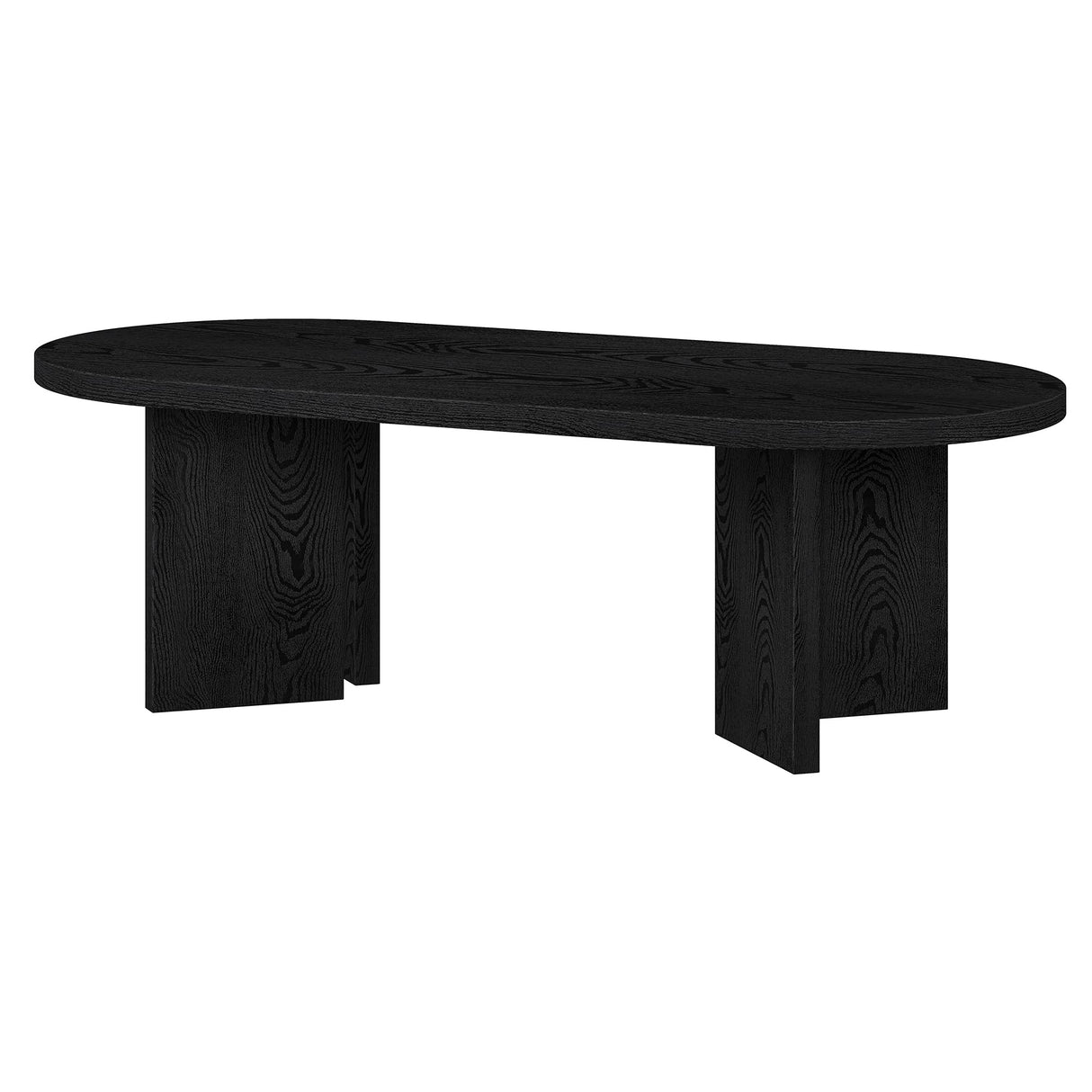 Henn&Hart 48" Wide Oval Coffee Table in Black Grain, for Home, Living Room, Bedroom, Entertainment or Office Henn&Hart