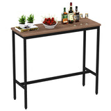 Awonde Rectangle Bar Table 41" Bar Height Pub Table Industrial Table for Kitchen Dining Room Living Room Entryway Sofa Console Table with Brown Wood Top Black Matel Frame Awonde
