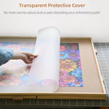 DIKASHI 1500 Pieces Rotating Puzzle Board with 6 Drawers, Lazy Susan & Transparent Cover, 34.2"x25.2" Portable Wooden Jigsaw Puzzle Board, Great Gift for Puzzle Enthusiasts DIKASHI