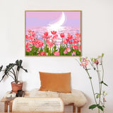SANYUN Paint by Numbers Kit for Adults Beginners,Pink Tulips Painting by Numbers,Flowers & Moon Easy Acrylic on Canvas, Suitable for Home Wall Decor and Gifts 20x16inch SANYUN