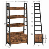 IRONCK Bookshelf with Louvered Doors, 3-Tier Ladder Shelf with Cabinet Industrial Accent Furniture for Bedroom Living Room Home Office, Rustic Brown IRONCK