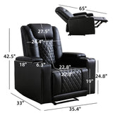 Modern Power Recliner Chair with Cup Holder Faux Leather Electric Reclining Chairs for Adults Movie Theater Chairs, Black Phoenix Home