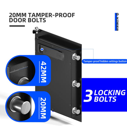 XDeer Biometric Safe Box, Quick-Access Security Safe Box with Upgraded Fingerprint, Steel Handgun Safe Lock Box for Kid/Home/Office (1.69 Cubic Feet)