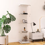 Beauty4U Glass Display Cabinet with 4 Shelves, Curio Cabinets for Living Room, Bedroom, Office, White Floor Standing Glass Bookshelf, Quick Installation Beauty4U