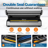 90Kpa Food Vacuum Sealer, Stainless Steel Vacuum Sealer Machine for Food with Double Heat Seal & Double Pump, Food Sealer Dry/Moist/Liquid Modes, Roll Storage and Cutter, Easy-Lock Handle and Clean AKDGY
