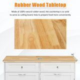 Giantex Kitchen Trash Cabinet, Kitchen Island with Tilt Out Garbage Bin, Rubber Wood Countertop, Large Cabinet, 2 Drawers, Adjustable Shelf, Recycling Can Holder Organizer (White) Giantex