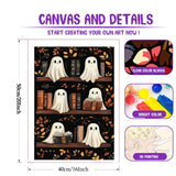 stnckic Halloween Paint by Number kit for Adults, Ghosts Adults' Paint-by-Number Kits on Canvas Bookshelf Easy Acrylic Oil Painting by Number for Adults for Home Decor Gift 16x20 Inch stnckic