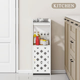 BYFU Versatile White Bathroom Storage Cabinet with Door and Open Shelf for Space-Saving Organisation BYFU