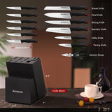 Astercook Knife Set, 15 Pieces Kitchen knives Set with Built-in Sharpener, High Carbon German Stainless Steel Chef Knife Block Sets, Sharp & Rust Resistant Dishwasher Safe, Black Astercook
