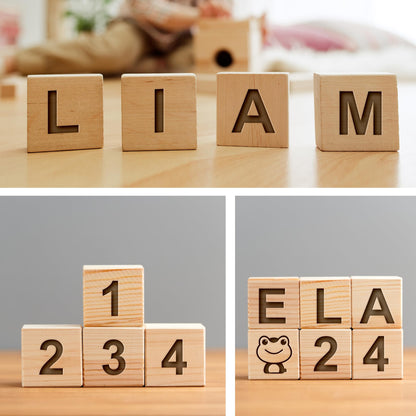 Custom Wooden Name Blocks, Engraved Nursery Name Sign, Custom Nursery Décor, Custom Name Wood Blocks, Wooden Name Signs for Nursery, Montessori Décor Engraved on Solid Wood, Nursery Name Wood - WoodArtSupply