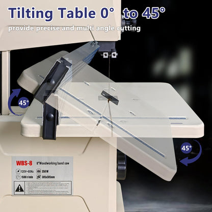 Band Saw, 8-Inch Benchtop Bandsaw with Cast Aluminum Table,for Woodworking and Metal Cutting, Precision Cutting Tool for DIY and Professional Projects - WoodArtSupply