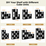 COMHOMA 8 Wood Cube Storage Organizer with Open Back and Removable Back Panels, 11In Black Cube Storage Bookshelf, Cubicle Shelf Bookcase for Home Office Bedroom Living Room, Vertical or Horizontal COMHOMA