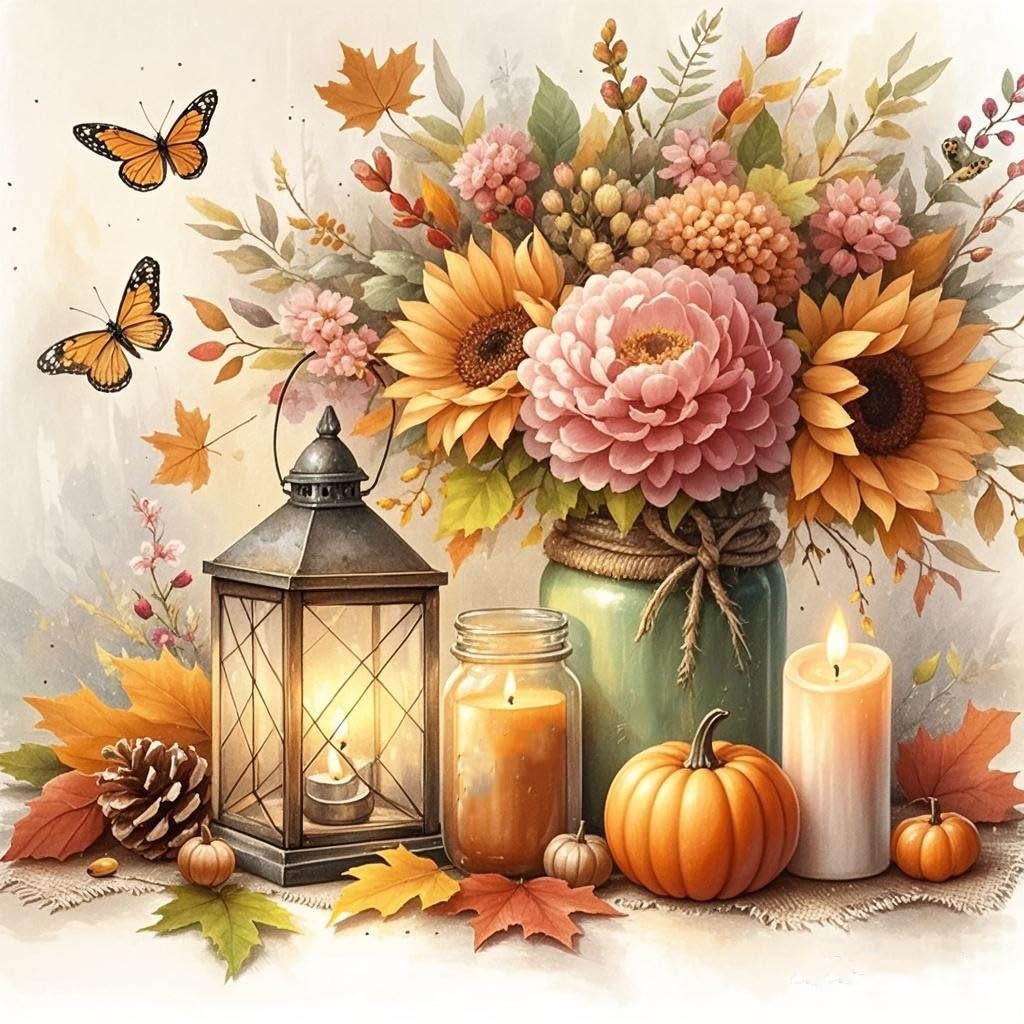 Fall Harvest Diamond Paintings Kits for Adults, Pumpkin Diamond Art Kits Full Drill Diamond Dots Paint with Diamonds Gem Arts and Crafts for Beginner Adults Home Wall Decor Generic