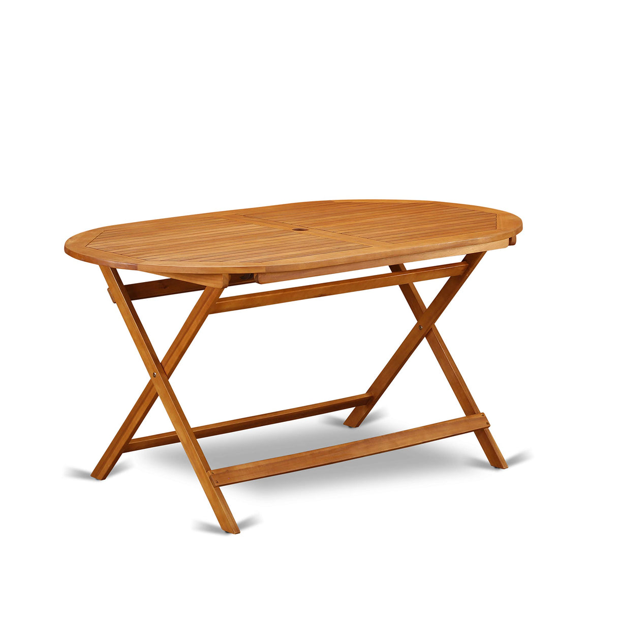 East West Furniture DICM7CWNA Diboll 7 Piece Patio Dining Set Consist of an Oval Outdoor Acacia Wood Table and 6 Folding Side Chairs, 36x60 Inch, Natural Oil East West Furniture