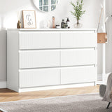 Jocoevol White Dresser 6 Drawer Dresser for Bedroom, Modern Fluted Dresser with Deep Drawers, Large Double Wooden Dresser Chest of Drawers for Living Room, Hallway, Entryway (White) Jocoevol