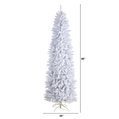 Nearly Natural 8ft. Slim White Artificial Christmas Tree with 1348 Bendable Branches