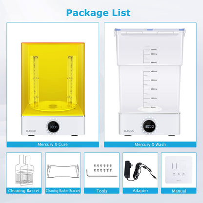 ELEGOO Mercury X Bundle Cure and Wash Large UV Curing Machine Resin Washing and Curing Machine for LCD/DLP/SLA 3D Printer Models