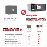 Honeywell Safes & Door Locks - Hideable Safe Box with Hotel-Style Digital Lock - Low Profile Cash Safe with LED Display - Steel Security Safe with 2 Emergency Keys Included - 1.0 CU - Black - 5105 Honeywell Safes & Door Locks