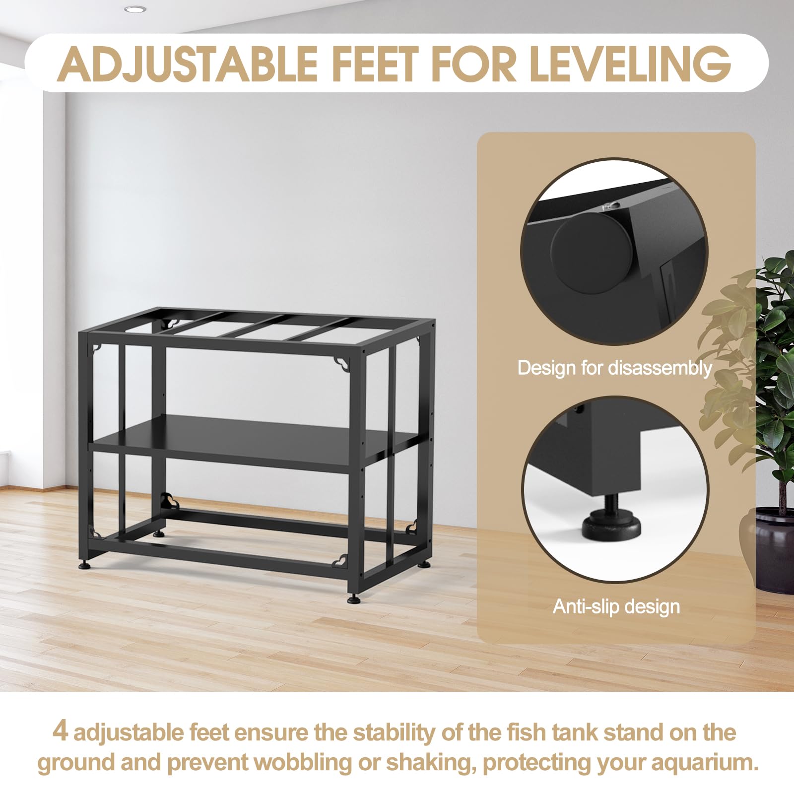 Grehitk Fish Tank Stand, Aquarium Stand for 40 Gallon, Upgrade Aquarium Turtle Tank, Adjustable 2-Tier Fish Tank Rack Shelf, Reptile Tank Terrariums Tank Breeder Reptile Tank Stand Tank not I - WoodArtSupply