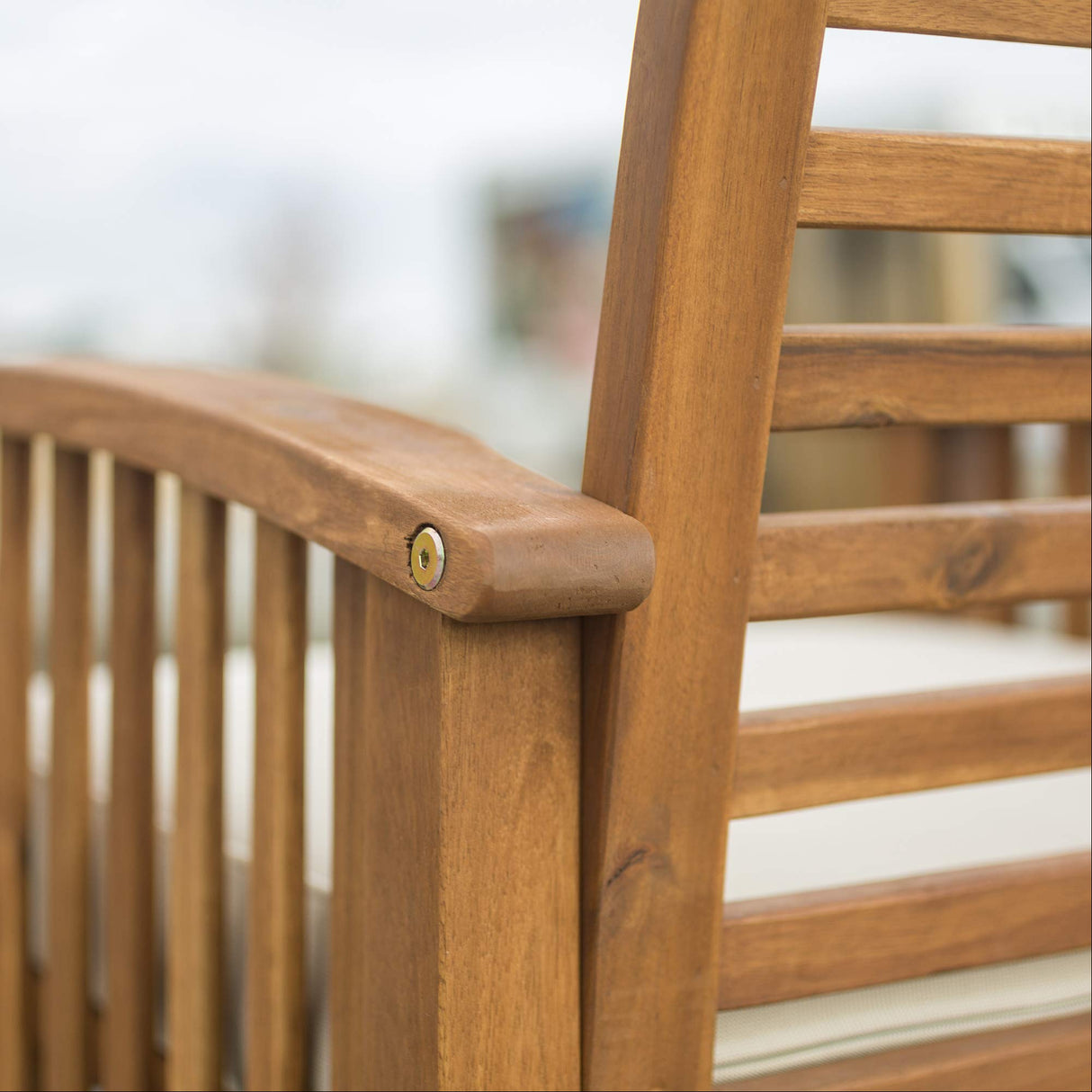 Walker Edison Rendezvous Modern 7 Piece Solid Acacia Wood Outdoor Dining Set, Set of 7, Brown Walker Edison