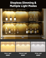 Pak Under Cabinet Lights, Rechargeable Motion Sensor Light Indoor, Wireless and 3-Color Dimmable with Cat’s Eye Hill Effect, for Display Cabinets, Showcases, Wine Racks, 2 Pack, Silver Pak