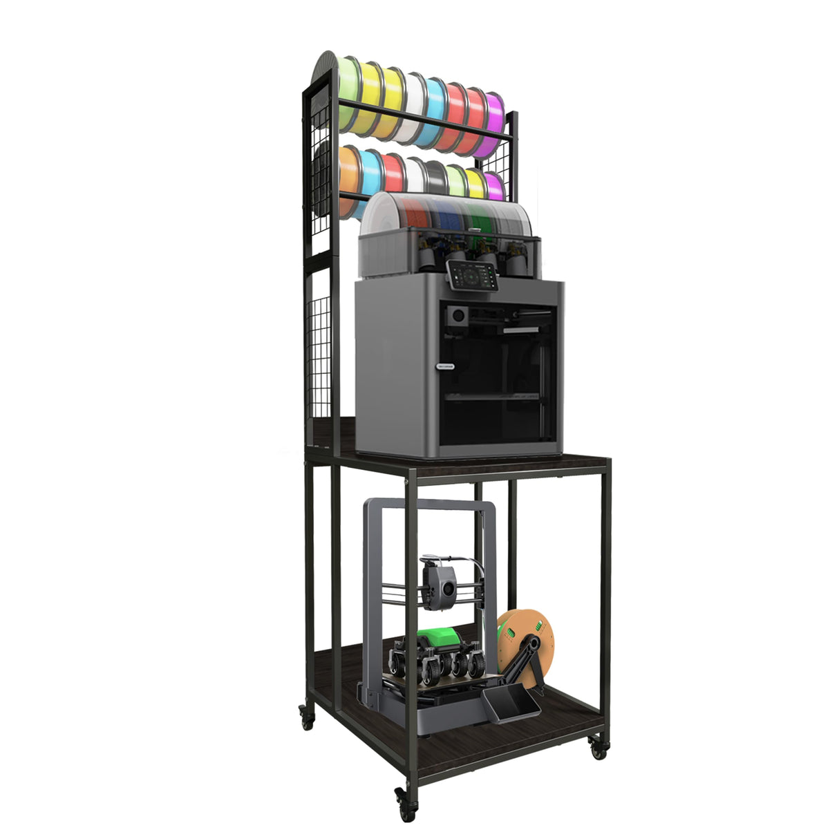 ARTINRACK 3D Printer Stand with Double Layer 3D Printer Filament Storage Rack, TR22 Heavy Duty Mobile Printer Table with Wheels for Studio Office Storage and Organization ARTINRACK