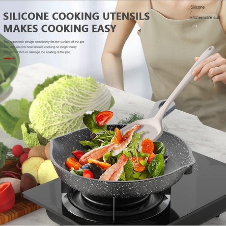 Silicone Cooking Utensils Set - 446°F Heat Resistant Kitchen Utensils,Turner Tongs,Spatula,Spoon,Brush,Whisk,Kitchen Utensil Gadgets Tools Set for Nonstick Cookware,Dishwasher Safe (BPA Free) AOTHOD
