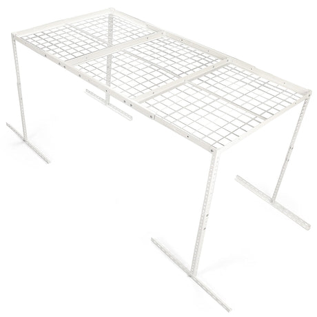 Kojem 3x6 Overhead Garage Storage Rack Adjustable Ceiling Garage Organization Shelf Ceiling Mounted Storage Racks White Kojem