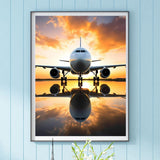 IPISSOI Diamond Art Painting Kits for Adults Airplane Landing at A Airport Round 5D Paint with Diamonds Airplane Pictures Gem Art Painting Kits DIY Crafts 12x16 inch IPISSOI