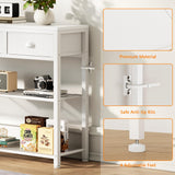 Furologee White Entryway Table, 38'' Console Sofa Table with 3 Fabric Drawers, Industrial Entry Way Table with Storage Shelves, Display Shelf for Living Room, Hallway, Entrance, Foyer Furologee