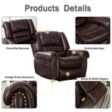 CANMOV Leather Recliner Chair, Classic and Traditional Manual Recliner Chair with Comfortable Arms and Back Single Sofa for Living Room, Brown CANMOV