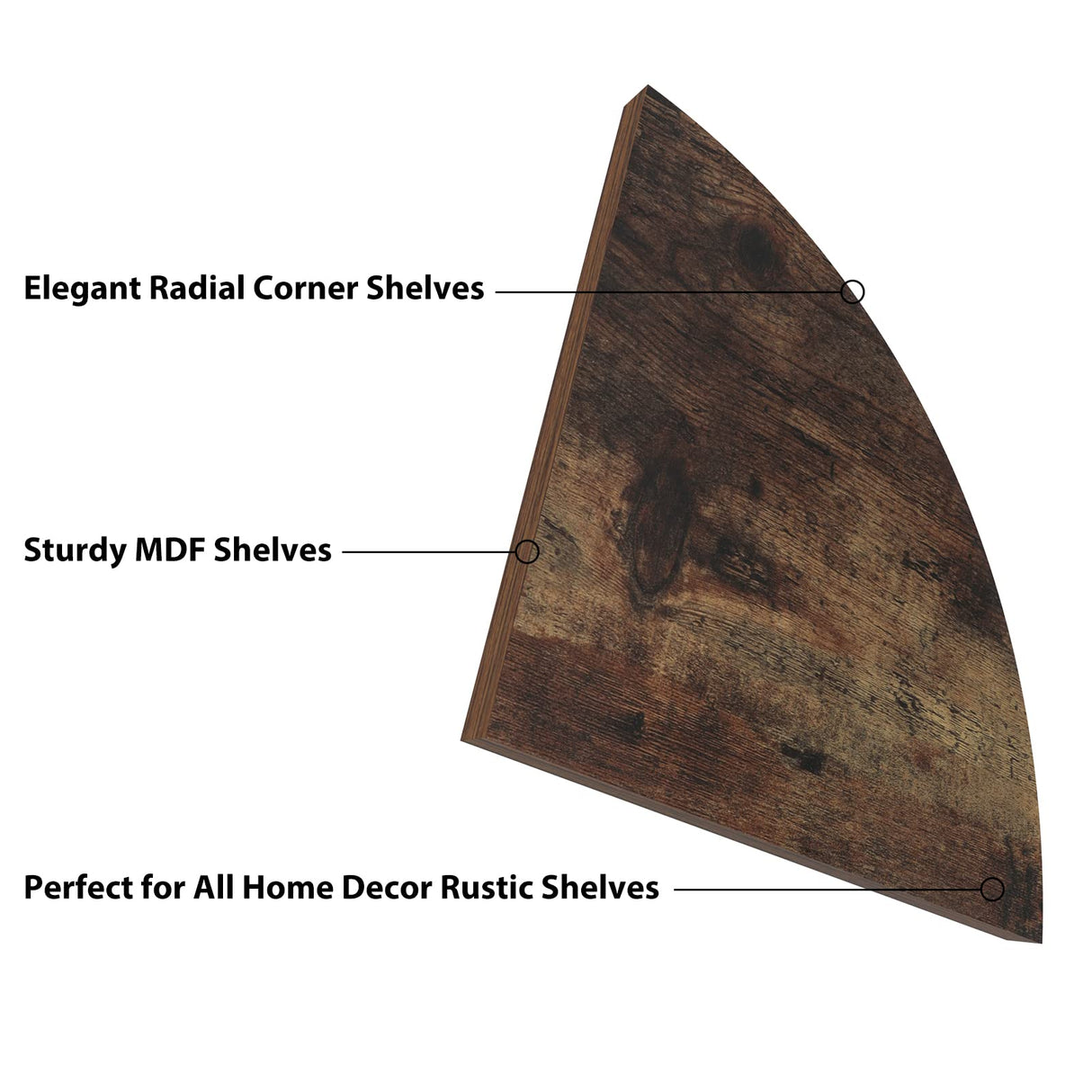 HORLIMER 6 Pack Wall Mount Floating Corner Shelf, Rustic Wood Corner Wall Shelves for Bedroom, Living Room, Bathroom, Kitchen HORLIMER