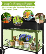 Fiwithy Raised Garden Bed with Legs for Outdoor Plants, Standing Elevated Planter Box Cart on Wheels for Vegetables Flower Herb Patio, Black Fiwithy