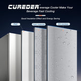 cureder 15 Inch Outdoor Refrigerator, Weather Proof Stainless Steel Beverage Beer Cooler Under Counter Fridge, Indoor/Outdoor Refrigerator with 3 Shelves for Patio Kitchen and Commercial Use cureder