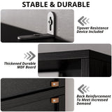 IRONCK Book Shelf and Bookcase with Leather Doors, 70" Tall Bookshelf, 6 Tier Display Case Floor Standing for Home Office, Living Room, Black IRONCK