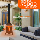 HEATAK 75,000 BTU Outdoor Patio Heaters, Wood Pellet Heater Outdoor with Wheels, Pellet Heaters for Outdoor Use, Home, Gardens & Commercial - Black HEATAK
