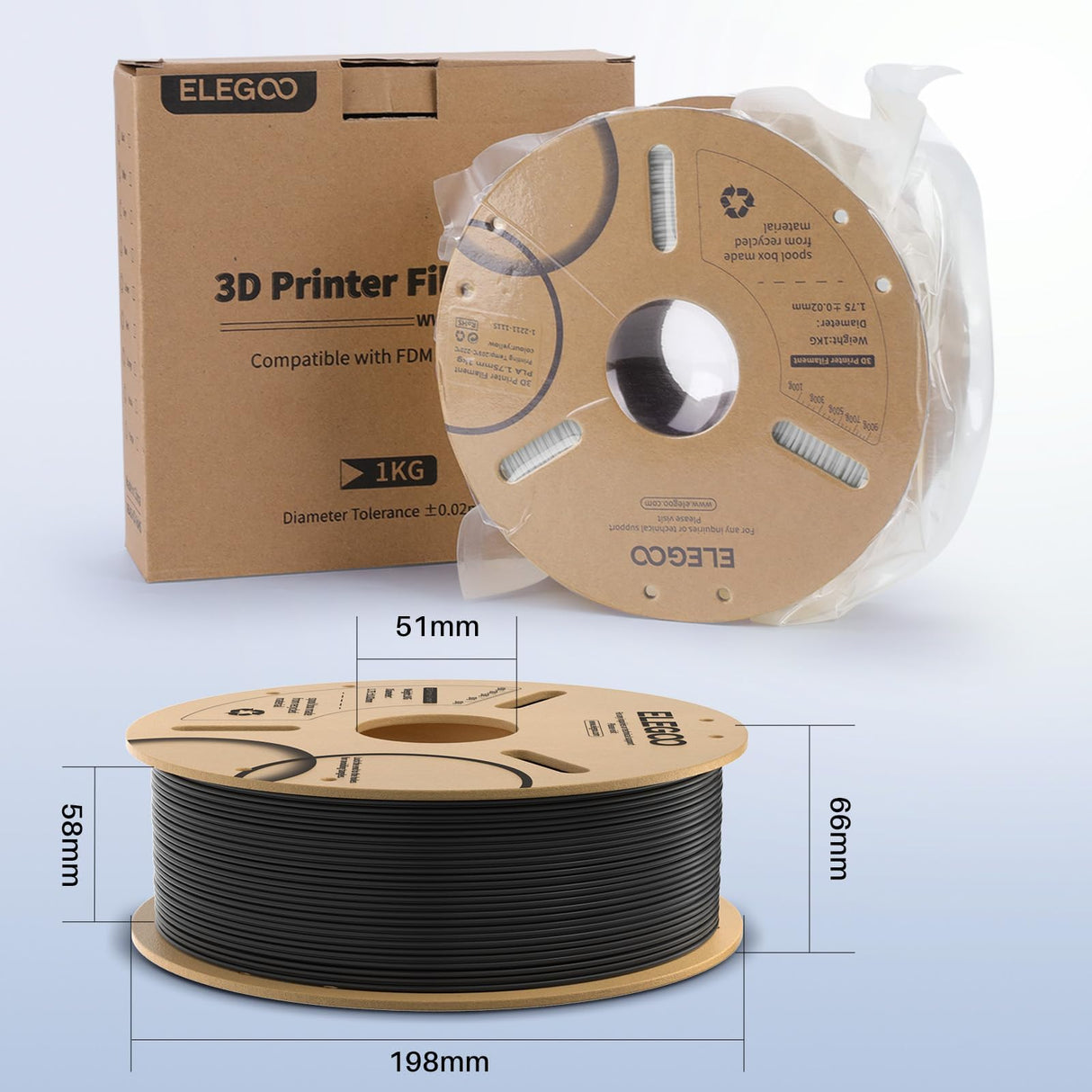 ELEGOO PLA Plus Filament 1.75mm Brown 1KG, PLA+ Tougher and Stronger 3D Printer Filament Pro Dimensional Accuracy +/- 0.02mm, 1kg Spool(2.2lbs) Fits for Most FDM 3D Printers ELEGOO