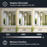 YEELAIT 72x40 Inch LED Bathroom Mirror with Lights (Front Lit and Backlit) Black Framed Lighted Vanity Mirror for Bathroom Wall Dimmable Anti-Fog Memory Tempered Glass Horizontal/Vertical YEELAIT