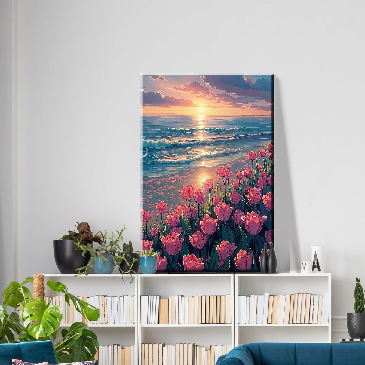 ATDMS Paint by Numbers Kit for Adults with Easel DIY Tulips Adult Paint by Number Kits on Canvas Framed Oil Painting Kits for Wall Hanging Home Room Decor 7.87x11.81 Inch ATDMS