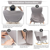 Dipurman Nursery Rocking Chair Cover,1 Piece Glider Chairs Cover Slipcovers,Soft with Elastic Bottom Spandex Jacquard Small Checks,Furniture Protector Washable,Light Gray Dipurman