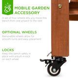 Best Choice Products Mobile Garden Potting Bench, Outdoor Wood Workstation Table w/Sliding Tabletop, 4 Locking Wheels, Food Grade Dry Sink, Storage Shelves - Brown Best Choice Products