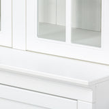 THINK 30 75.25'' Tall Display Cabinets,Cabinet with Two Triangle Sided Bookshelves, 92.9'' Wide Retro Style Wall Suit,for Hallways, Living Room, Office, Studio or Workspace, White THINK 30