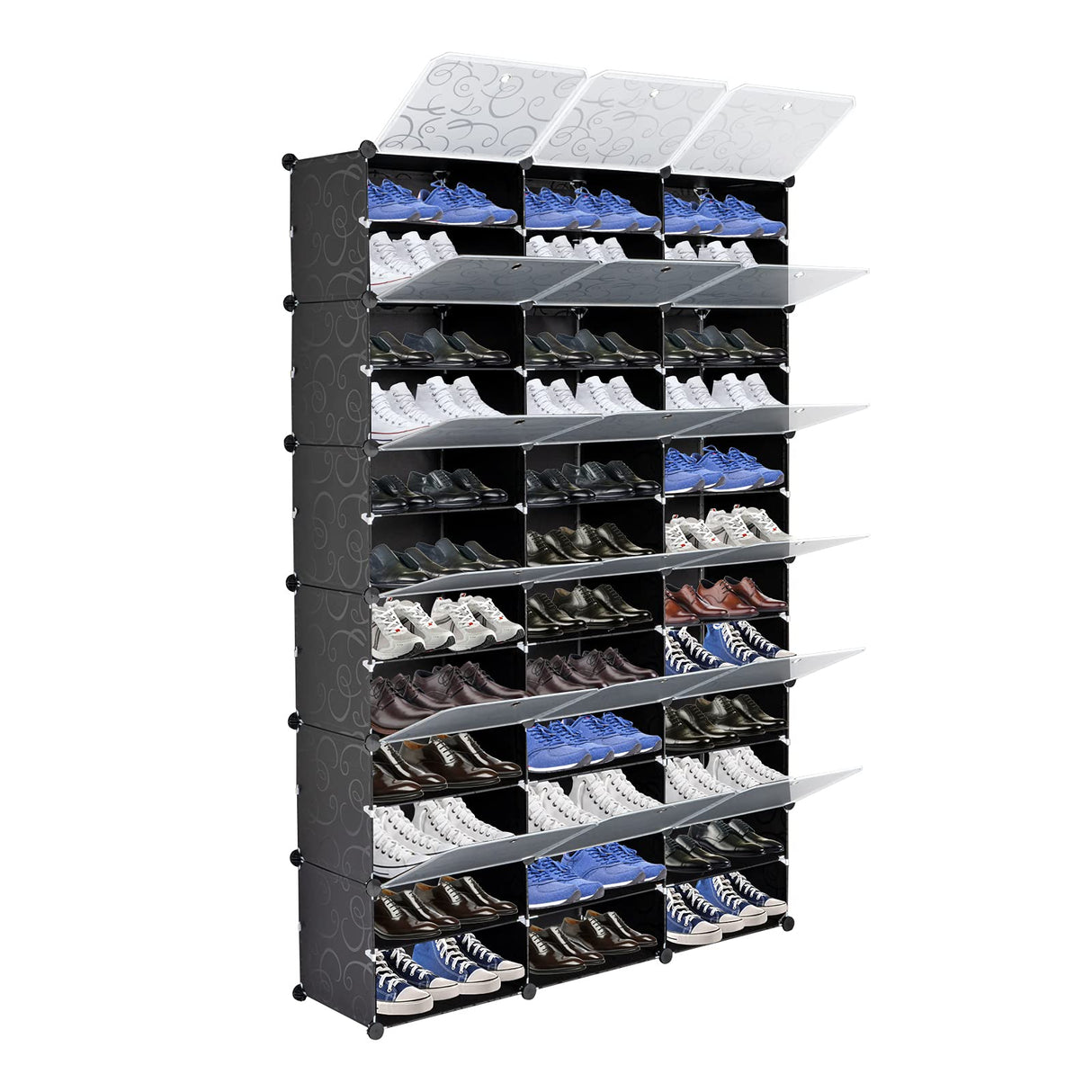 Generic 12-Tier Portable 72 Pair Shoe Rack Organizer 36 Grids Tower Shelf Storage Cabinet Stand Expandable for Heels, Boots, Slippers (Black) Generic
